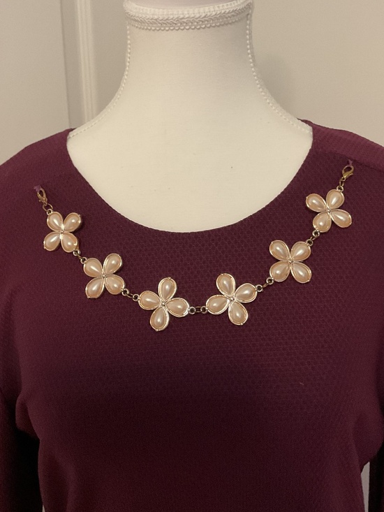 ⭐️ Inc. Burgundy Skater Dress w Necklace - size 14 - Picture 2 of 4